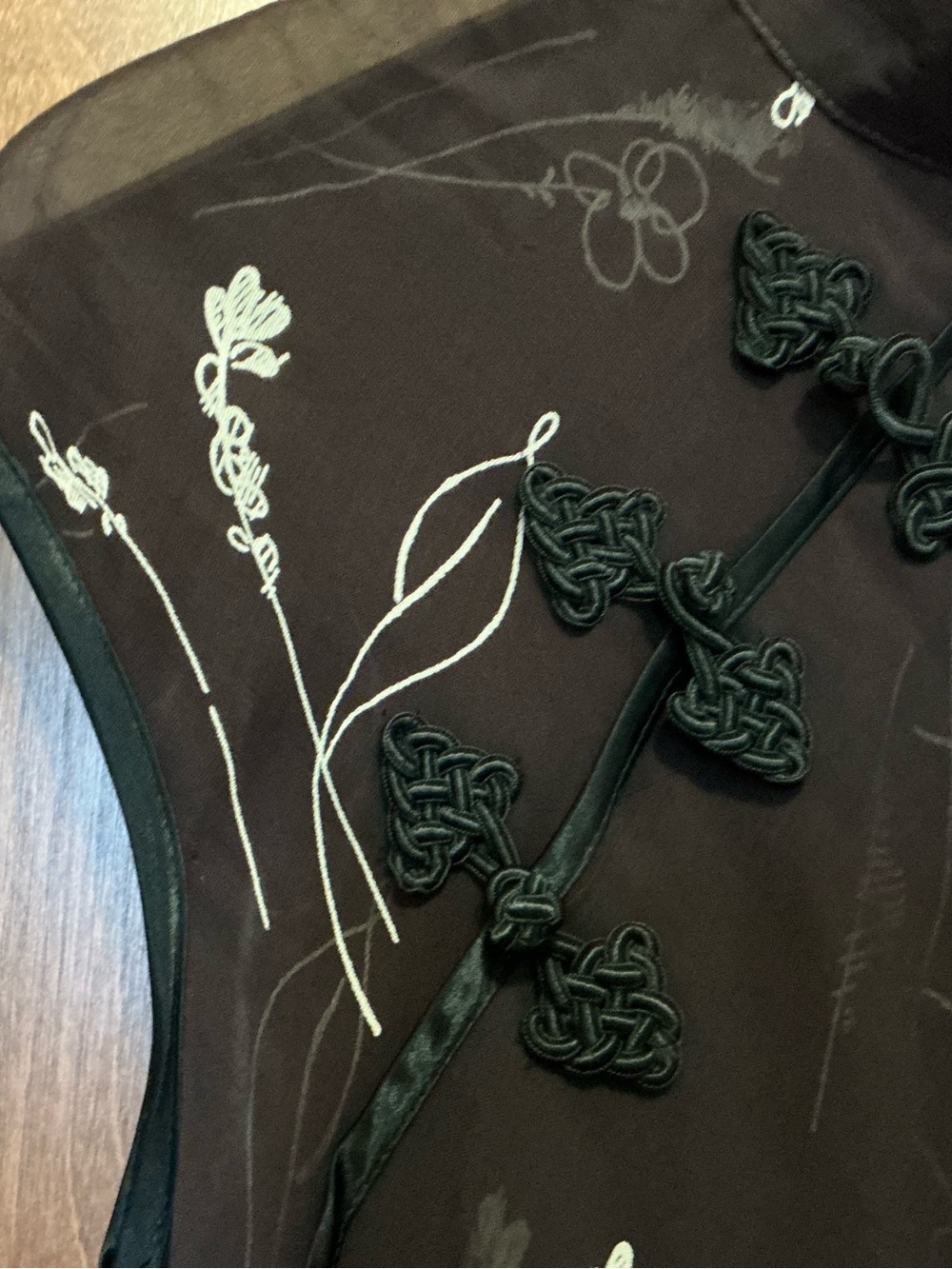 Vintage Ronni Nicole Long Semi Sheer Dress Brown 10 Delicate Flowers Elegant - Picture 3 of 13